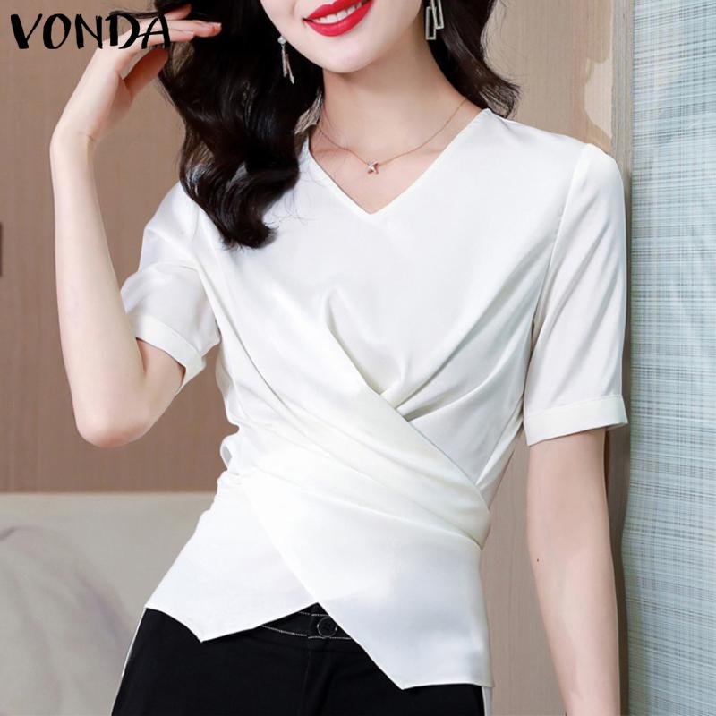 

VONDA Summer Kink облегающие женские топы с короткими рукавами 4XL белый
