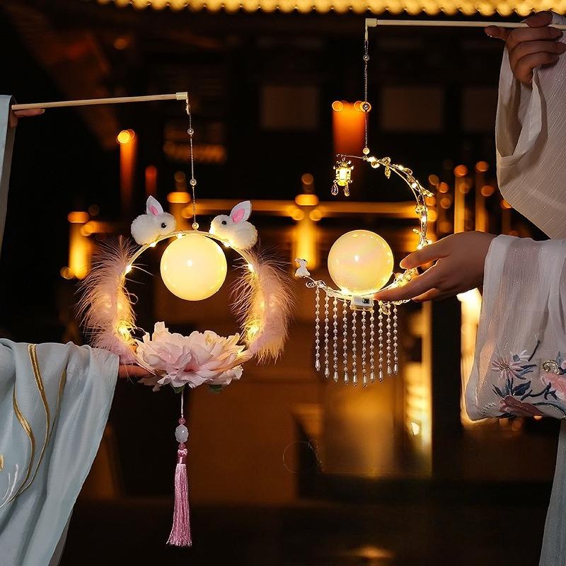 Rabbit Lantern Handmade DIY Moon Palace Light Chinese Ancient Craft Gift Wooden Chinese Mid-Autumn Decoration for Kids Adults