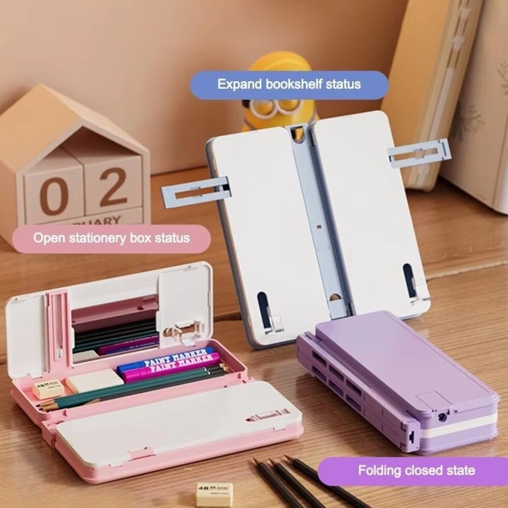 Large Capacity Dual-use Reading Bookshelf Adjustable Pencil Case  Study Desk
