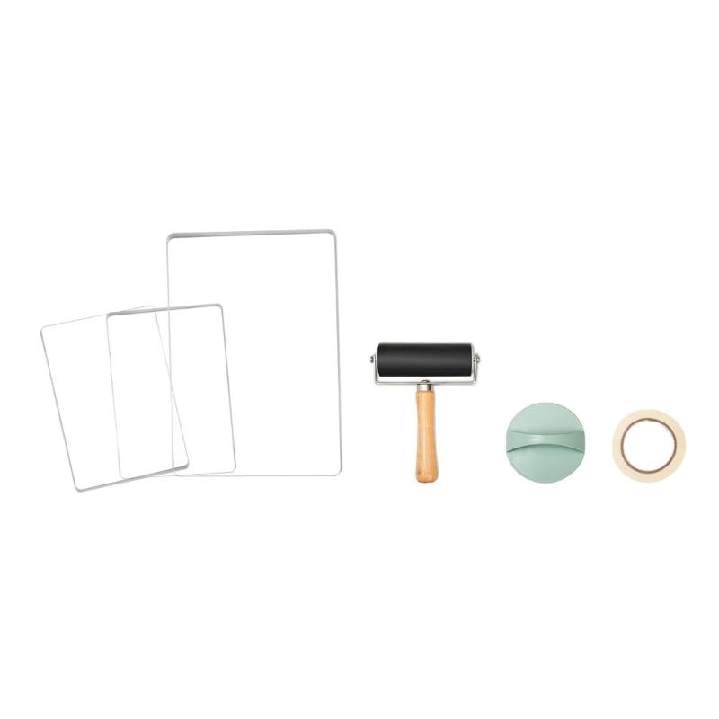 

Gel Plastic Printing Plate Set Of 3 With Roller Tool For Smooth Stamping On Fabric And Paper 1