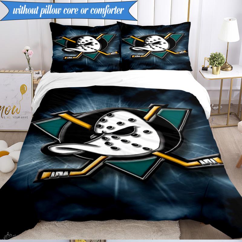 Set Biancheria da Letto 3 Pezzi Squadra di Hockey Anaheim Ducks Stampa 2D (Include 1 Copripiumino + 2 Federe Senza Imbottitura), Decorazione camera da letto, Regalo ventilatore