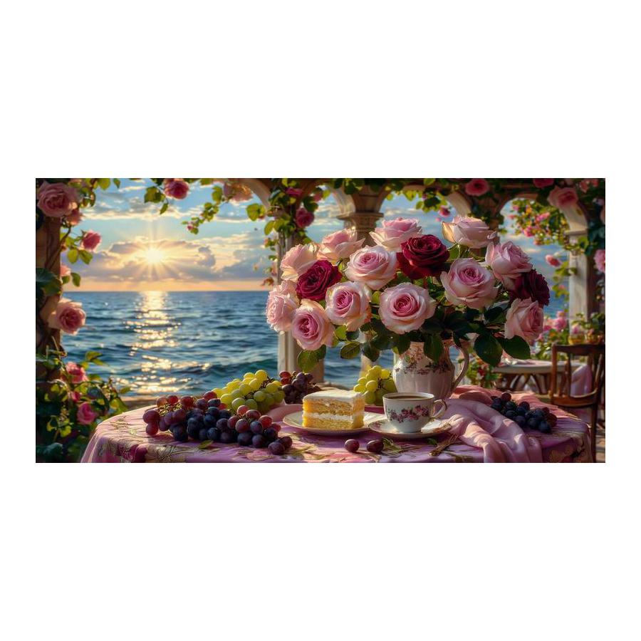 

Sunset Sea Scenery Still Life Flower Large Size Diamond Painting Diy Full Square Round Drill Rhinestone Embroidery Mosaic Cross Stitch Kits Round drill 30x60cm