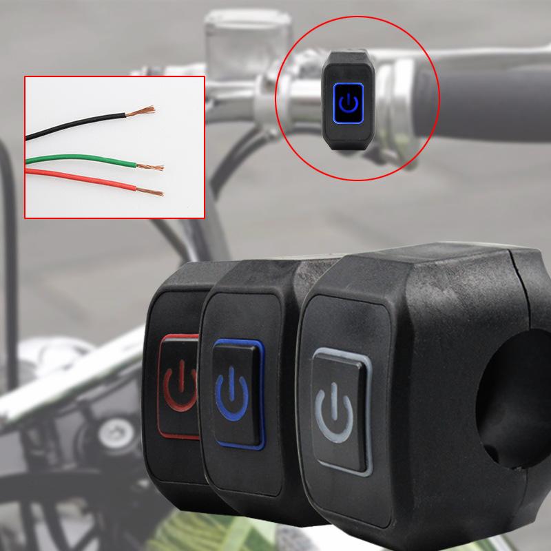 Motorcycle Switch with LED Light Momentry Buttton Handlebar Mount Headlight Horn Control Waterproof Modified Switch Moto Parts