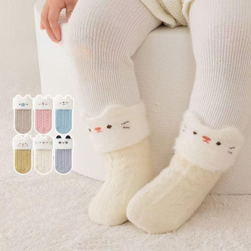 Winter Warm Cartoon Calf Sock for Infant Baby Sweet Toddler Mid-Calf with Animal Ears Seamless Toe Class A Newborn Infant Socks