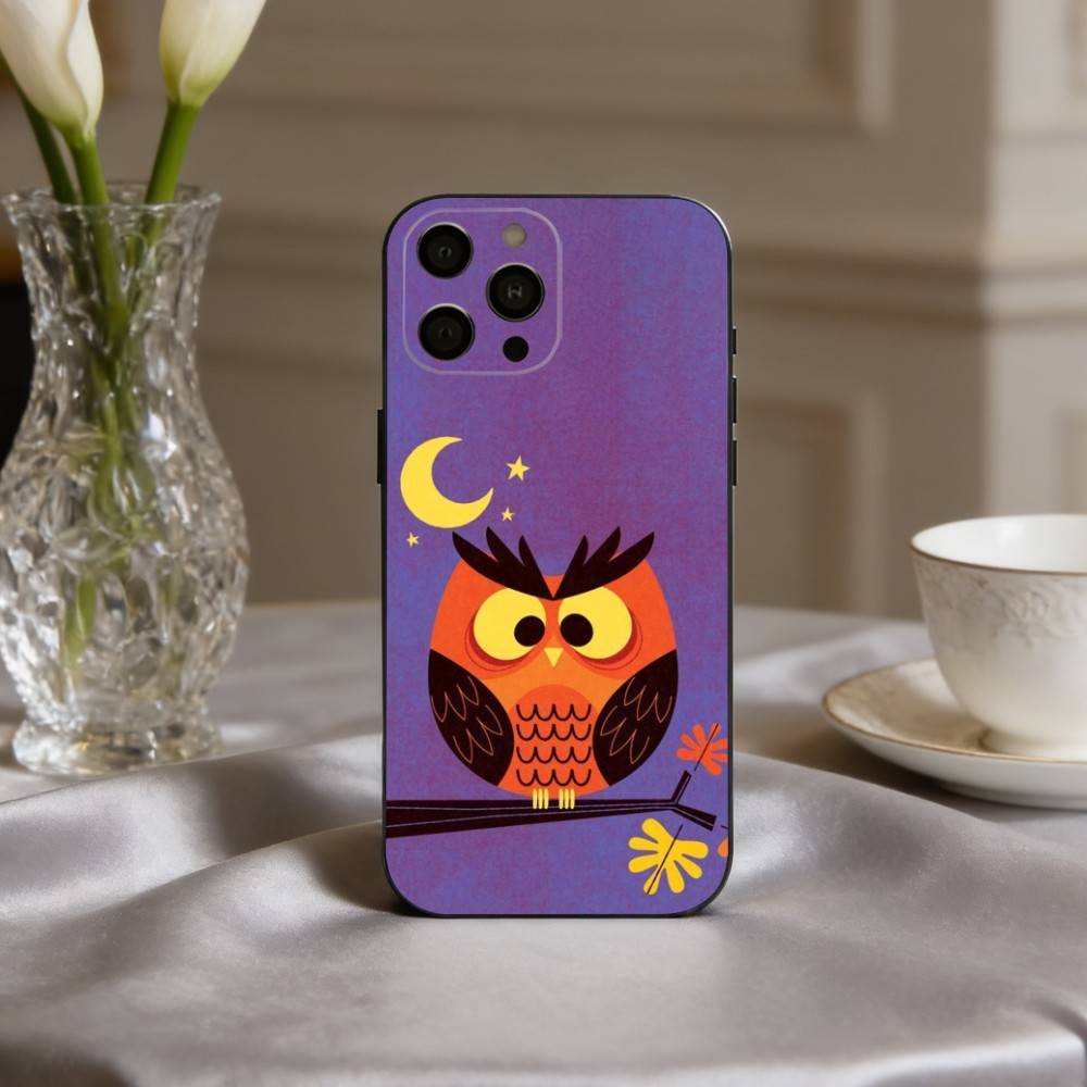 Cute Owl Art Phone Case For iPhone 17pro, 16,15,14,13,12,11 X XR Plus,Others Soft Black Cover