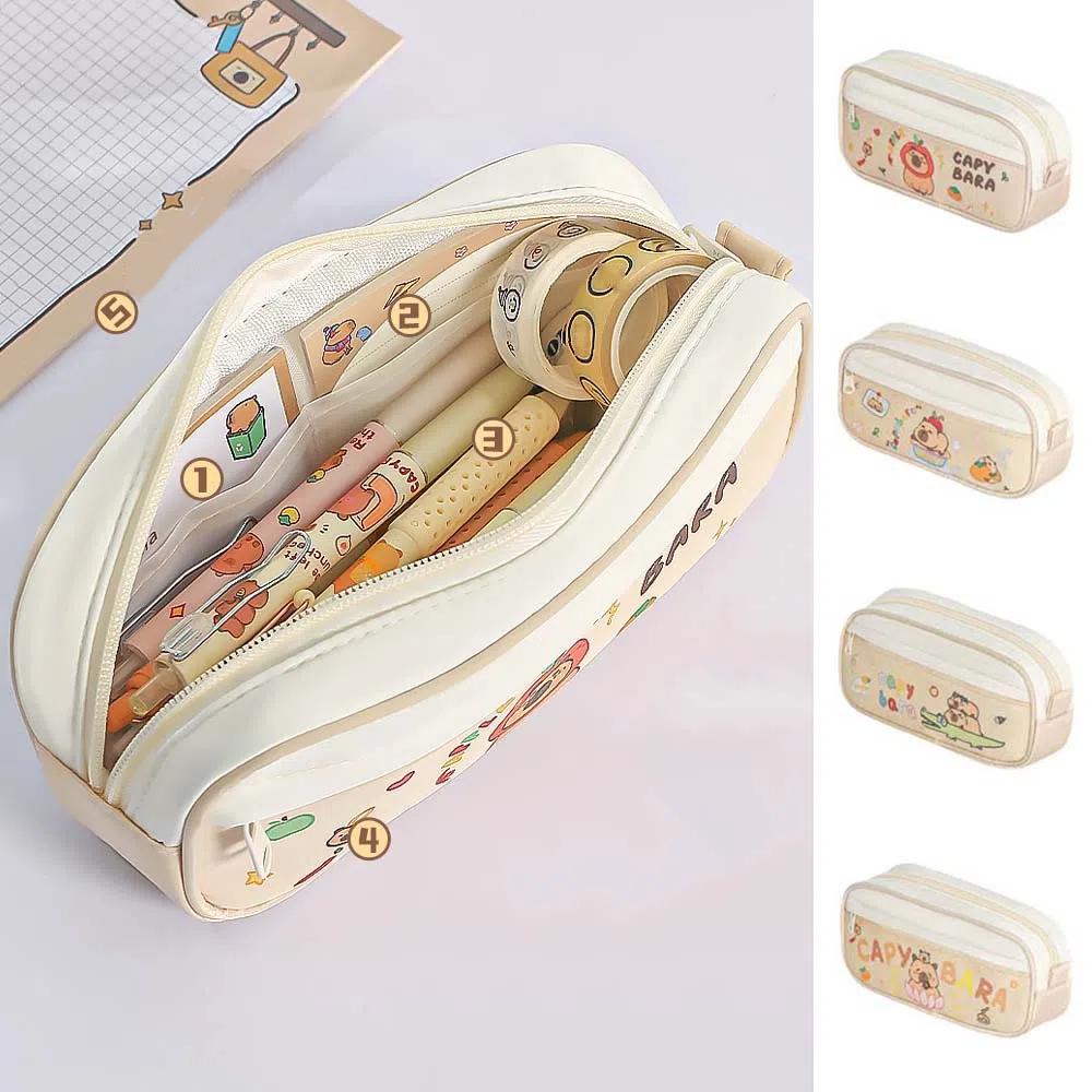 Large Capacity Capybara Stationery Bag Desktop Storage Cartoon Pencil Bag  Student