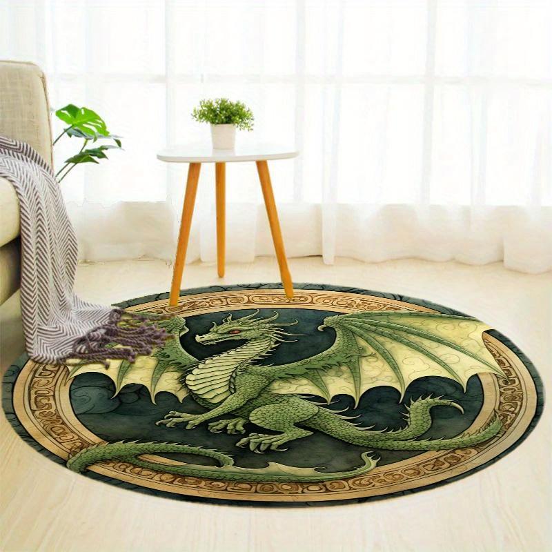 S Moon Dragon Round Rug Nonslip Area Rug Office Chair Mat Carpet For Living Room Bedroom Home Decor