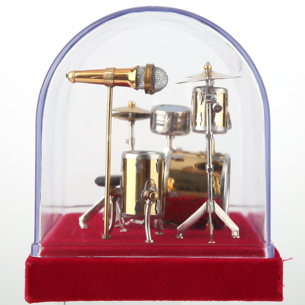 Miniature Musical Instrument Drum Set Model Display Mini Ornaments Craft Home Decor (14cm)