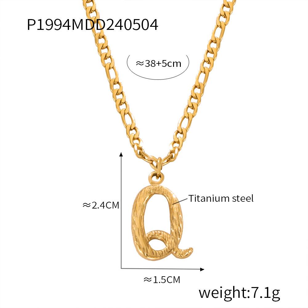 Simple Light Luxury Titanium Steel 26 Letter Necklace Niche Non-Fading Necklace Gold Tree Pattern Jewelry