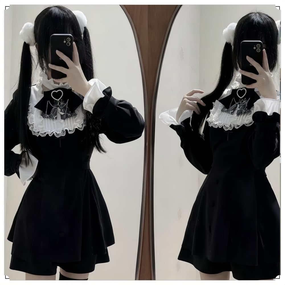 Lolita Sickly Perfect for School and Fall [EDREES] Women's Dress, Cute, Set, Stand-Up Collar, Above-the-Knee, High-Waisted, A-Line, Princess-Style,
