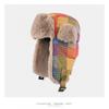 Unisex Retro Colorblock Plaid Fleece Lined Winter Warm Beanie Hat With Ear Protection