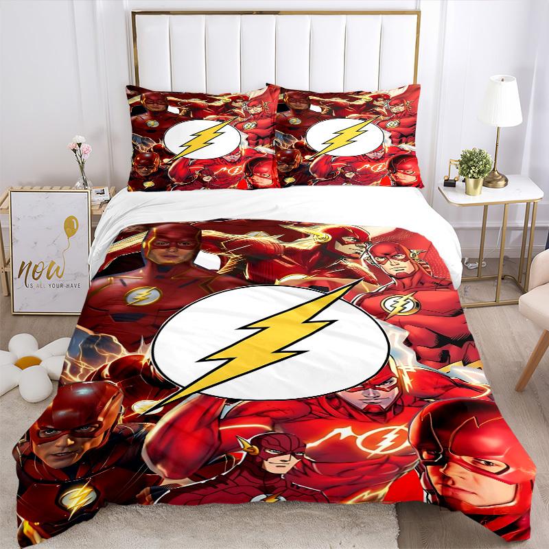 3pcs Flash Superhero Cover Set,Soft Comfortable Duvet Cover,Guest Room (1*Duvet Cover + 2*Pillowcases, Without Core) Yy251024164