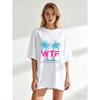 Oversized T Shirt Black Palm Trees And Wtf Welcome To Florida Print Casual Summer Wear