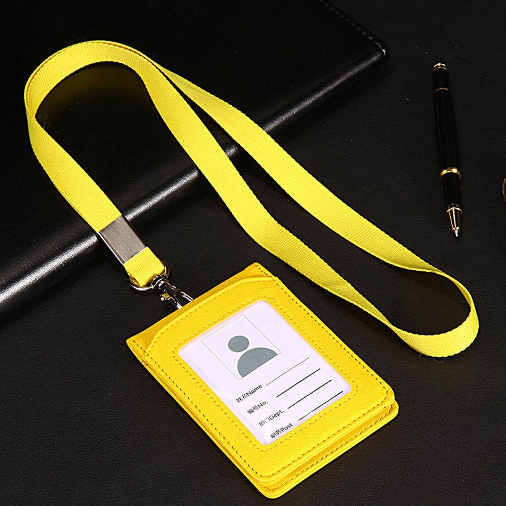 Neck Strap Student Business Bus Cards Cover Card Holder with Lanyard ID Desk Organizer Badge Holder