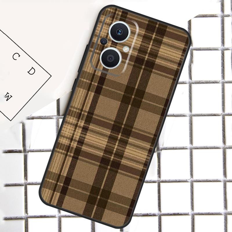 Brown Plaid Phone Case For OPPO Reno 13F 13 12 11 14 F 10 Pro 8T 7 8 Lite OPPO Find X9 X6 X5 X8 Pro Cover