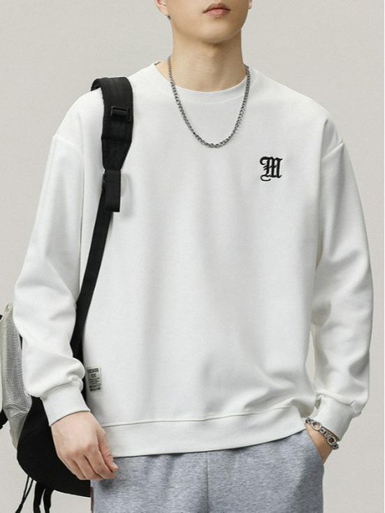2025 A/W Men's Heavyweight Crewneck Sweatshirt: Trendy, Embroidered, Loose-fit, Versatile Casual Sportswear