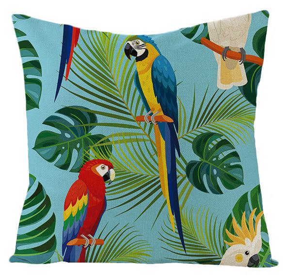 New Outdoor Waterproof Linen Pillow Case Tropical Green Leaf Cushion Cover