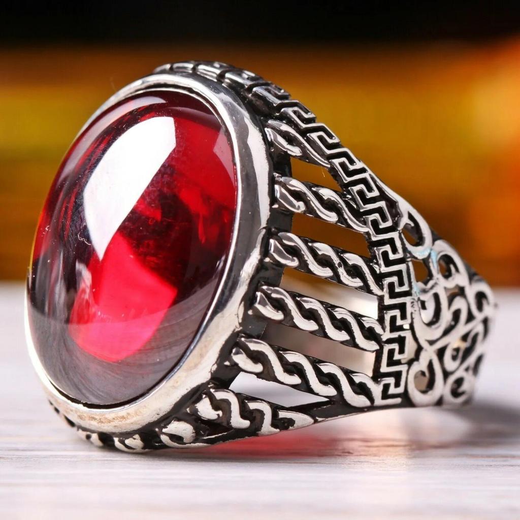 New Inlaid Yellow Amber Crystal Men's Luxury Ring Personality Retro Personality Ring To Attend The Banquet Party Jewelry