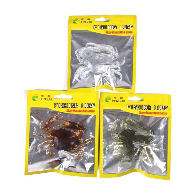 HENGJIA Soft Lure Ice Fishing Sinking Crab-Shape Silicone Bait With Hook Anti-Snag Design Winter Use