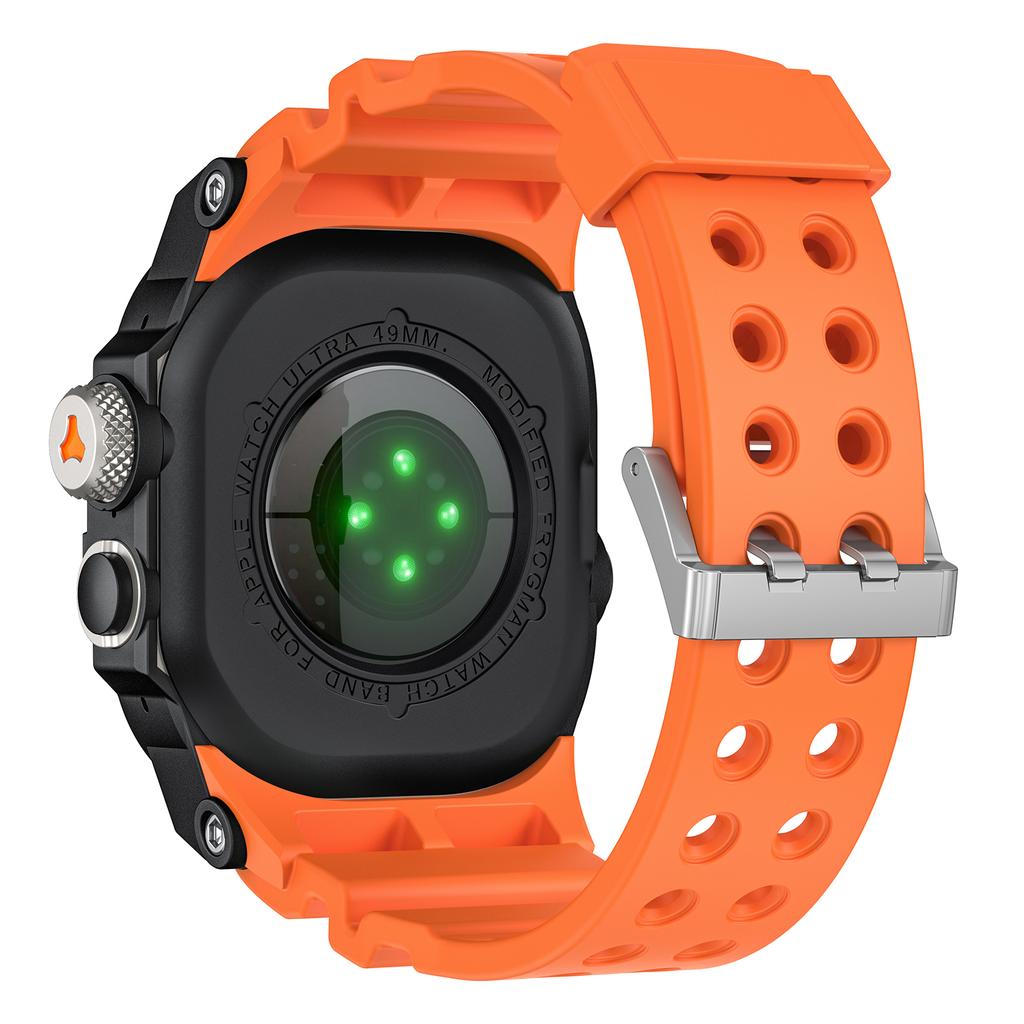 Robustes Integrationsband mit Hülle für Apple Watch Ultra 3/2/1 49mm Sport-Silikonarmband mit Metall-Stoßfängerabdeckung für iWatch Ultra