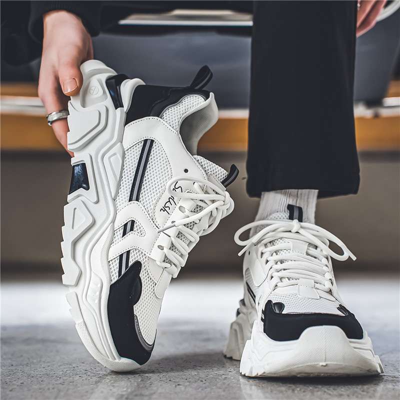 Men's shoes summer breathable 2025 new youth platform casual dad shoes men's versatile mesh sports trendy shoes