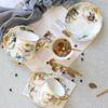 English Jungle Ceramic Coffee Cup Coffee Cup Saucer Set Household Simple Afternoon Tea Flower Tea Cup With Spoon