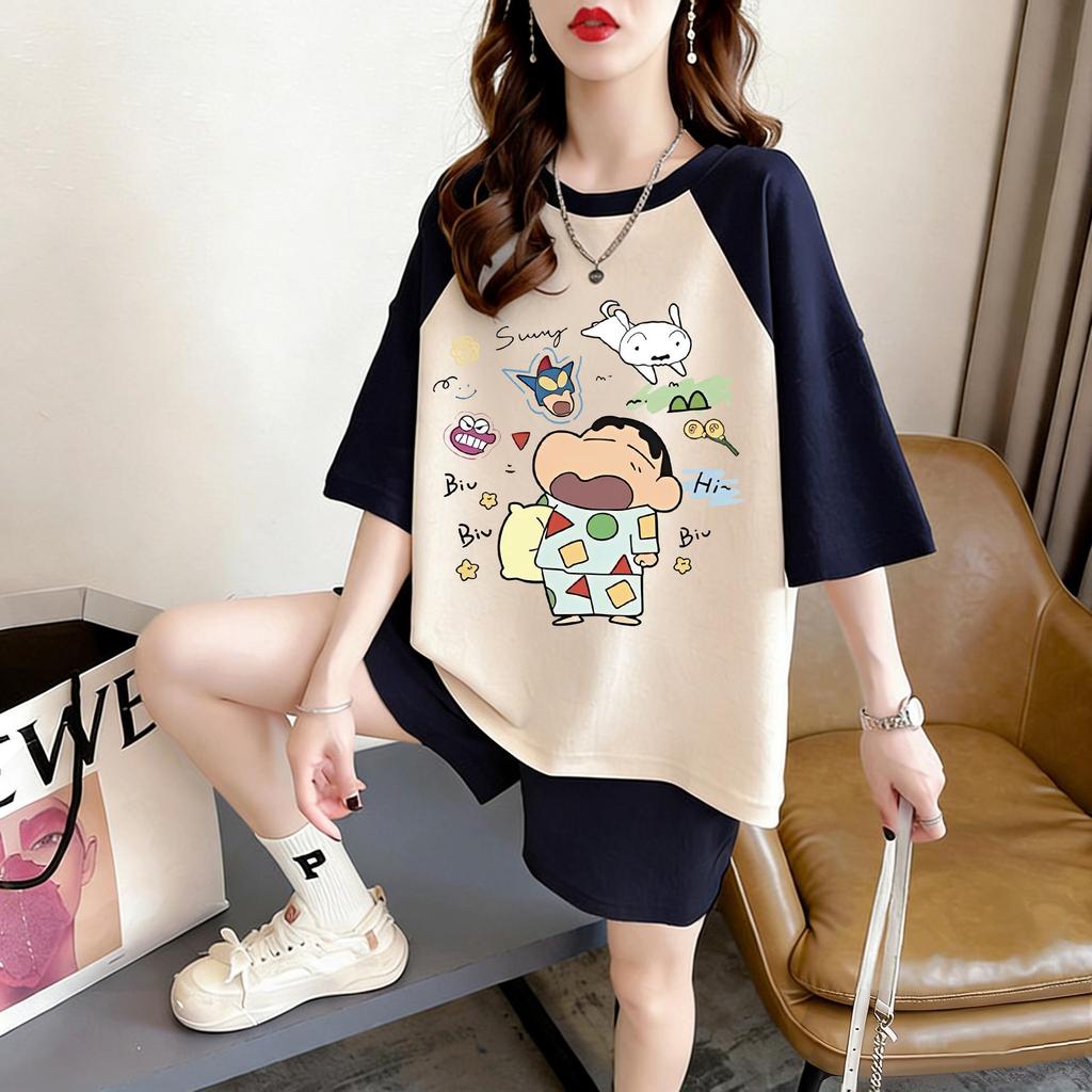 Women's Plus Size Cartoon Short Sleeve Mid-Length T-Shirt - Trendy, Loose, Versatile Summer Top
