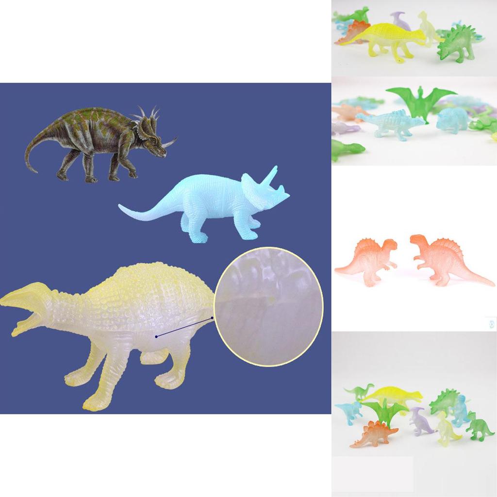Vibrant 16pcs Jurassic World Dinosaurs Glow In The Dark Luminous Miniature Toy Set