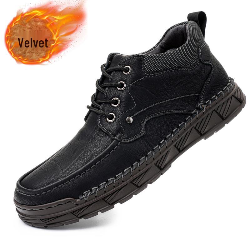 Herren Große Größe Handgenähte Leder Martin Stiefel - Lässige Herbst/Winter Kurze Arbeitsstiefel