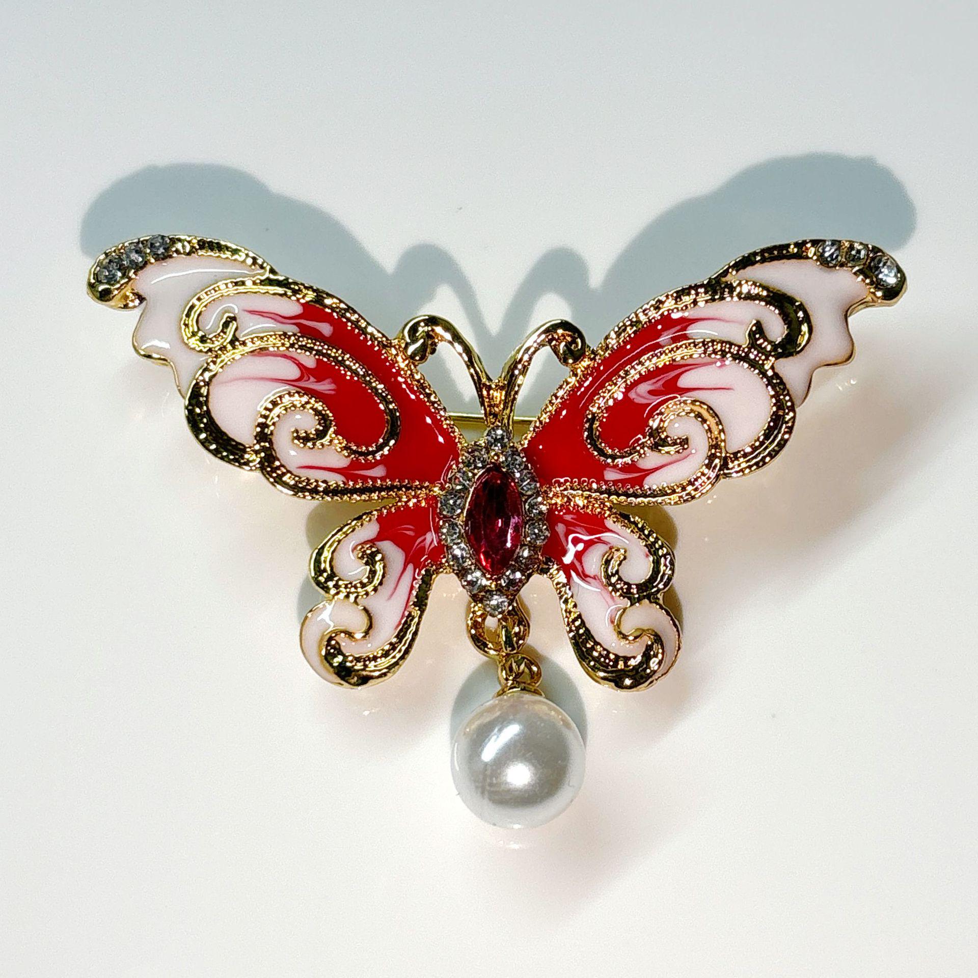 «Корейская мультяшная бабочка с жемчужной эмалью — модная брошь для костюмов и пиджаков»