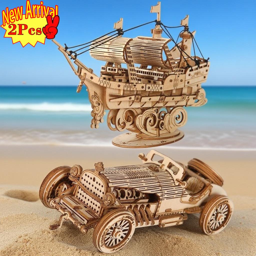 

(2pcs)3D Puzzle Diy Wooden Toy Assembly Model Adult Birthday Halloween Christmas Gift белый