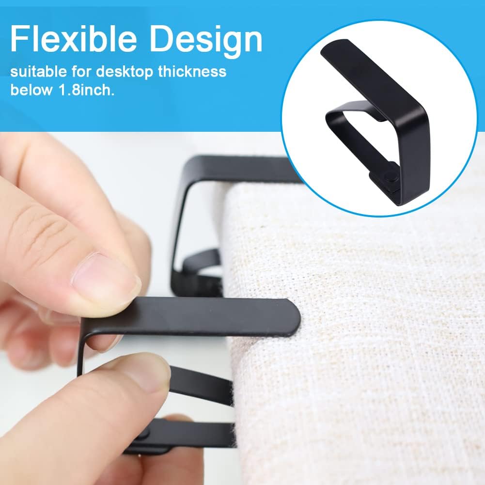 4 Pieces Tablecloth Clips, Tablecloth Holders, Stainless Steel Table Cover Clamps, Suitable for Parties, Picnics, Restaurants & Weddings (Black)