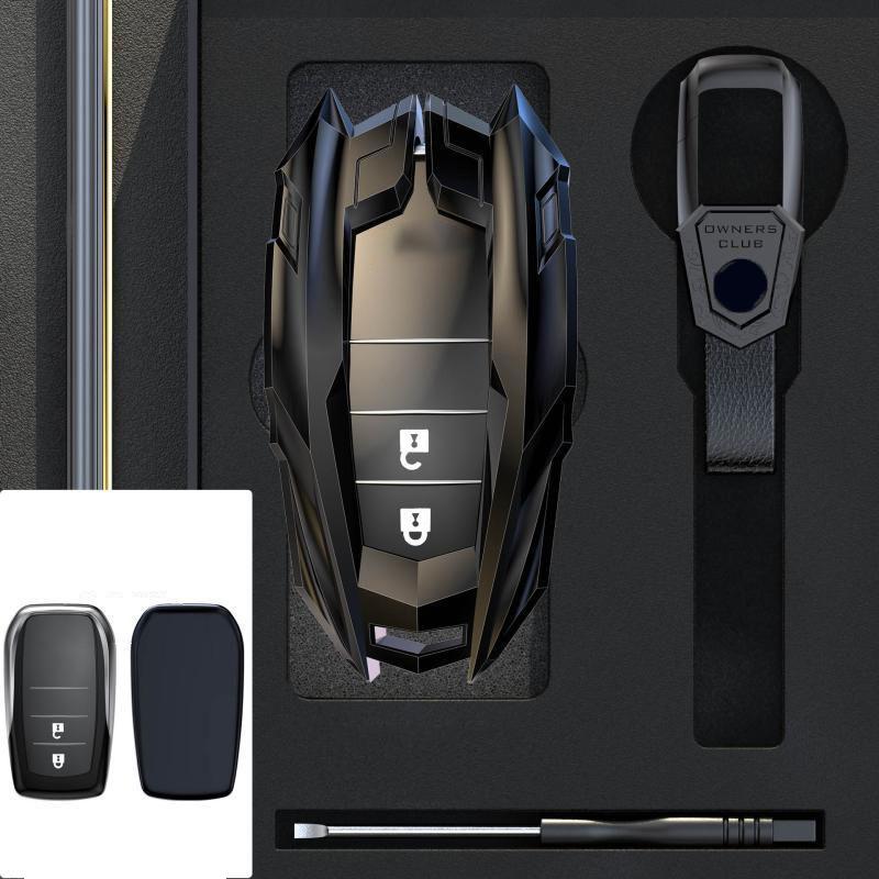 Alloy Car Key Case Cover Shell For Toyota Land Cruiser 200 300 Prado Crown TLK 200 Yaris Cross Hilux Innova Fortuner Camry 55