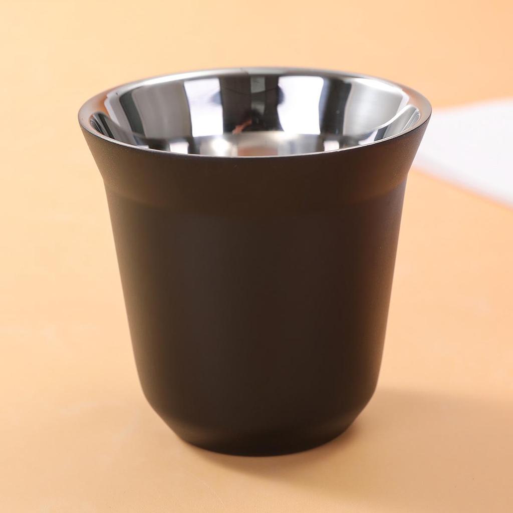 304 Stainless Steel Double-Layer Insulated Portable Beer & Coffee Cup – Anti-Scald, Solid Color, Mini Size for Outdoor Use
