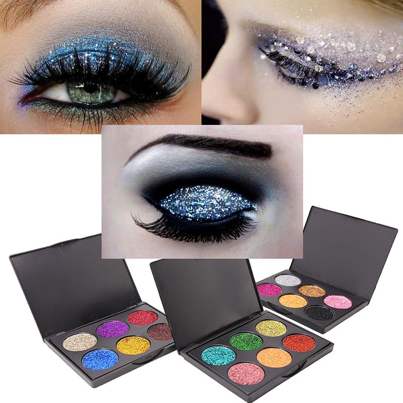 6 Colors Diamond Glitter Eye Shadow Sequin Eyeshadow Palette Makeup Palettes