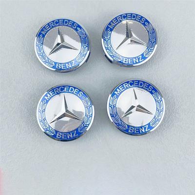 4 gab. 75MM Zils riteņu rumbas vāciņš Emblēmas nozīmīte priekš Mercedes Benz C180 C200 E200 E260 E300 ML350 A1714000025 W230 W210 W211 W221 W219