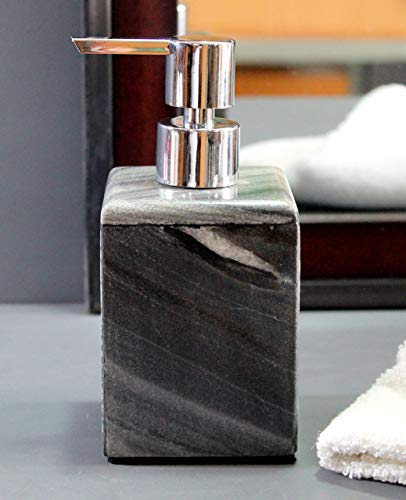 

KLEO Soap/Lotion Dispenser - Made of Genuine Indian Marble in Black/Grey color - Luxury Bathroom Accessories Bath Set