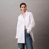 Calvin Klein Ss25 Cotton Loose Minimalist Long Sleeve Dress Women Dresses Moonlight-White 47AB001