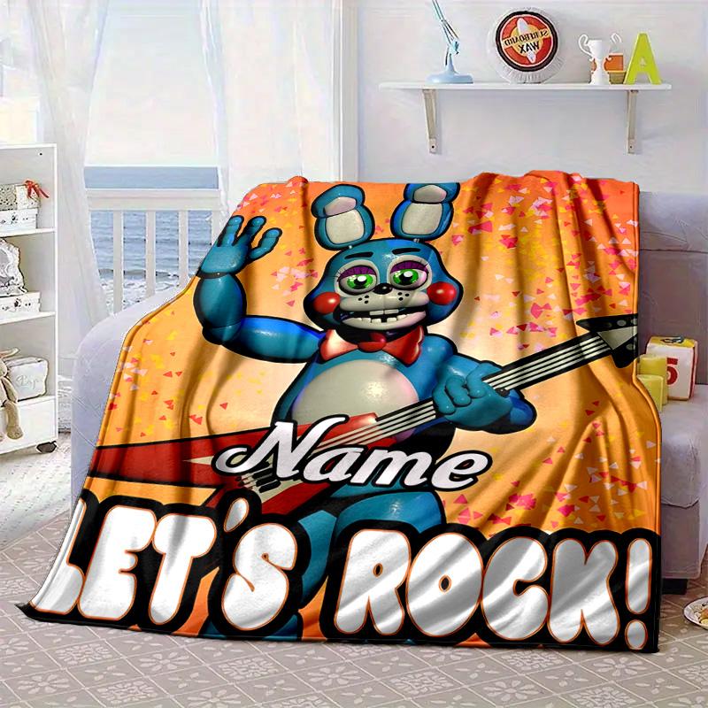 Custom Name Five Nights horror Theme Blanket bed sofa Blanket Flannel Blanket for Camping, Hiking, Picnic Essentials,gift for family and friends