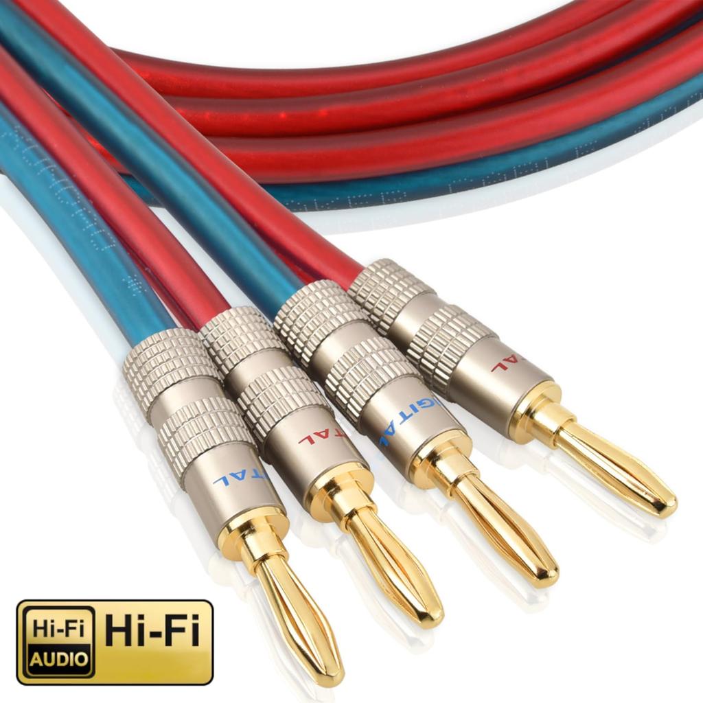 LCYOUTH Speaker Cable with Banana Plugs, Pre-Assembled Ready-to-Use, OFC 14AWG