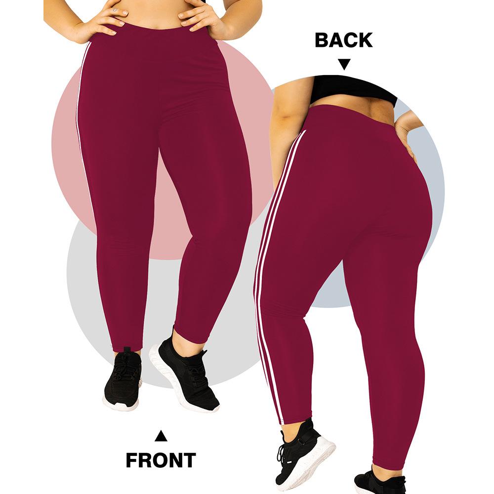 Casual Sports Trousers for Women High-waisted Milk Silk Large Size with Two Side Stripes 9-inch Trousers