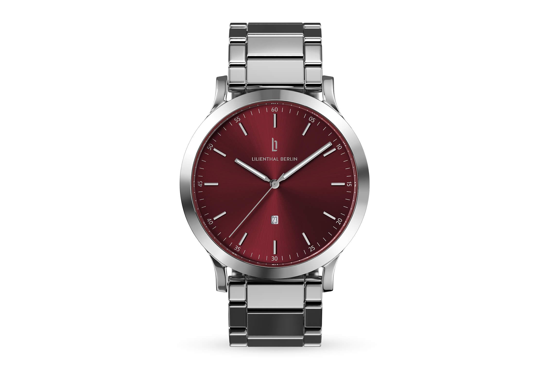 

Lilianthal Berlin Silver Watch with Date Made in Men s Display, Germany, H01-108-B043AS