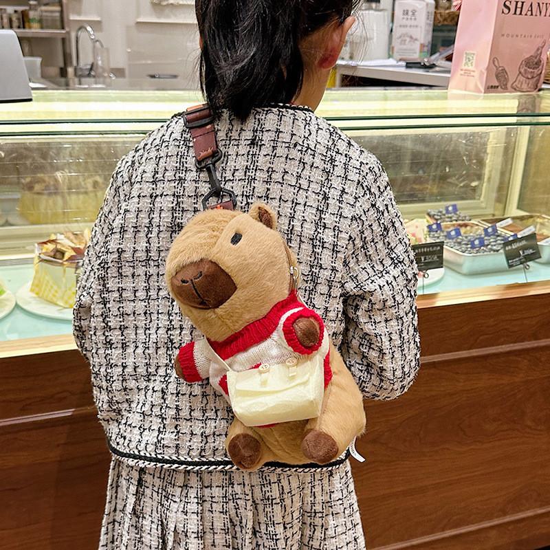 Plush Bag Capybara Cartoon Wear Clothes Skew Bag Girl Children Holiday Doll Gift
