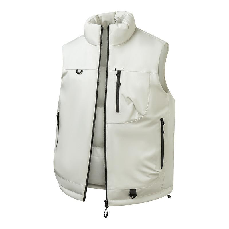 

Новый утолщенный жилет со стойкой воротником мужской осенне-зимний дофаминовый теплый ветрозащитный жилет жилет жилет жилет жилет куртка S грязно-белый