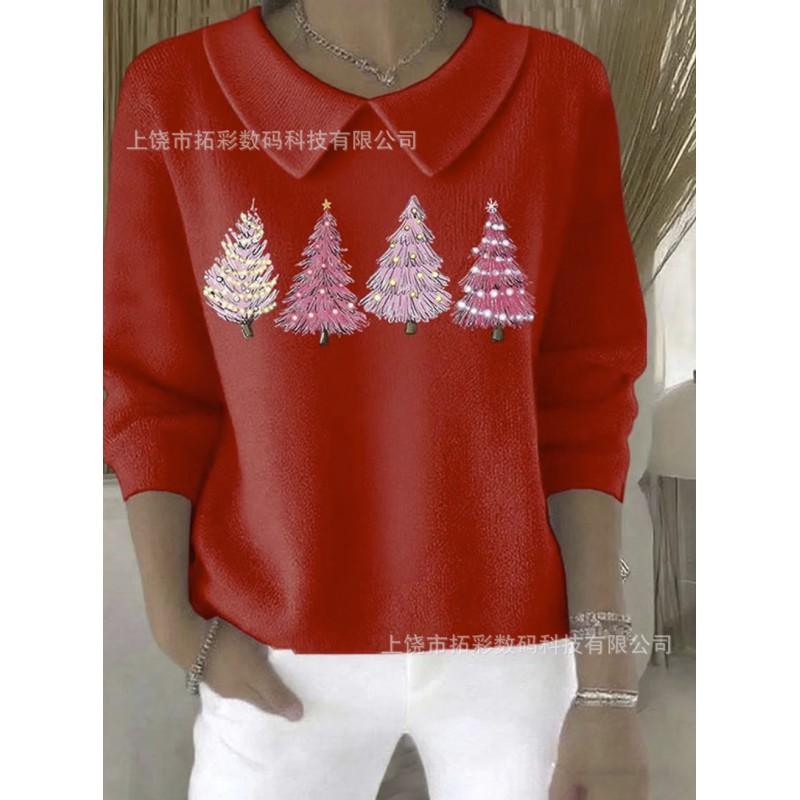 Womens Oversized Long Sleeve Crewneck Sweatshirt 2025 Fall Casual Pullover With 3D Print Acrylic Fabric