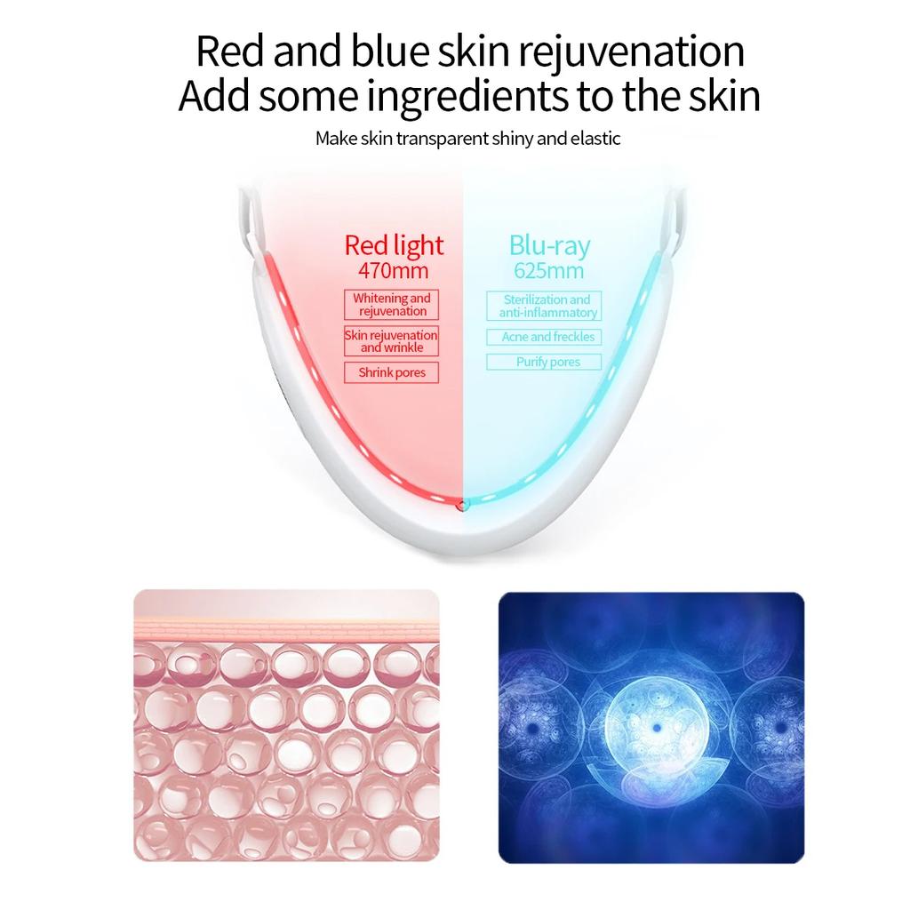 Facial Lifting Device LED Photon Therapy Face Skindion Slimming Vibration Microcurrents Massager Chin-Up Lift Beauty Machine