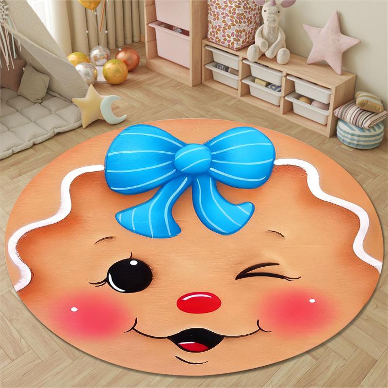 Eclectic Round Pop Art Multicolor Rug Mat, Non-Slip Floor Mat for Hallway