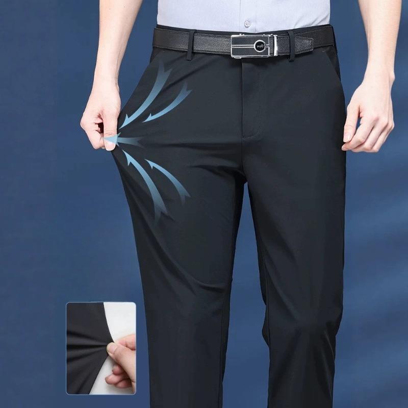 Men's Summer Thin Breathable Formal Wear Straight-leg Business Trousers