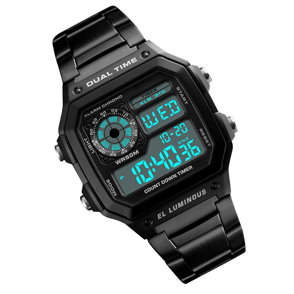   Sport Stainless Steel Men    Water-resistant Digital Backlight Man Wristwatch Male Relogio Musculino Chronograph