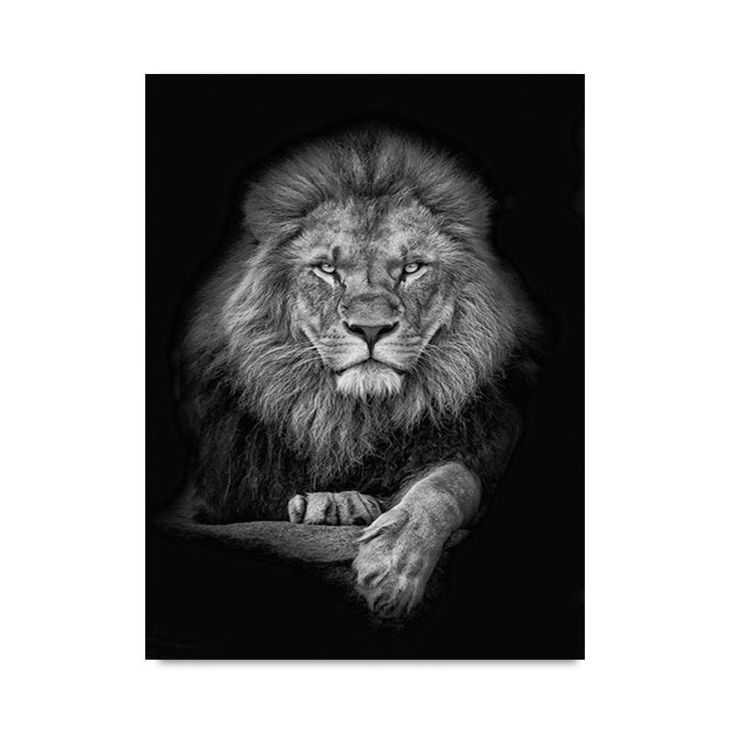 Black White Animals Lions Oil Painting Modern Canvas Posters and Prints Wall Art Picture for Living Room Cuadros Home Decoration